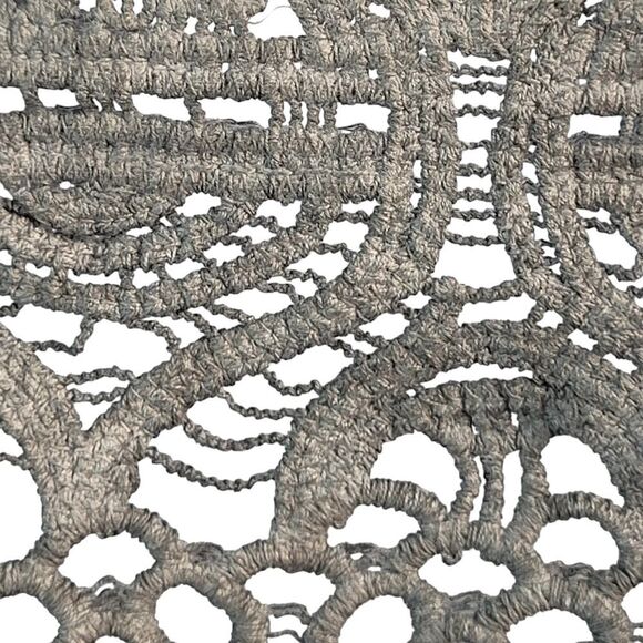 NEW POL S/M Dark Gray All Cotton Knit Cropped Knit Cami Top Crochet Style Sheer - Picture 9 of 13